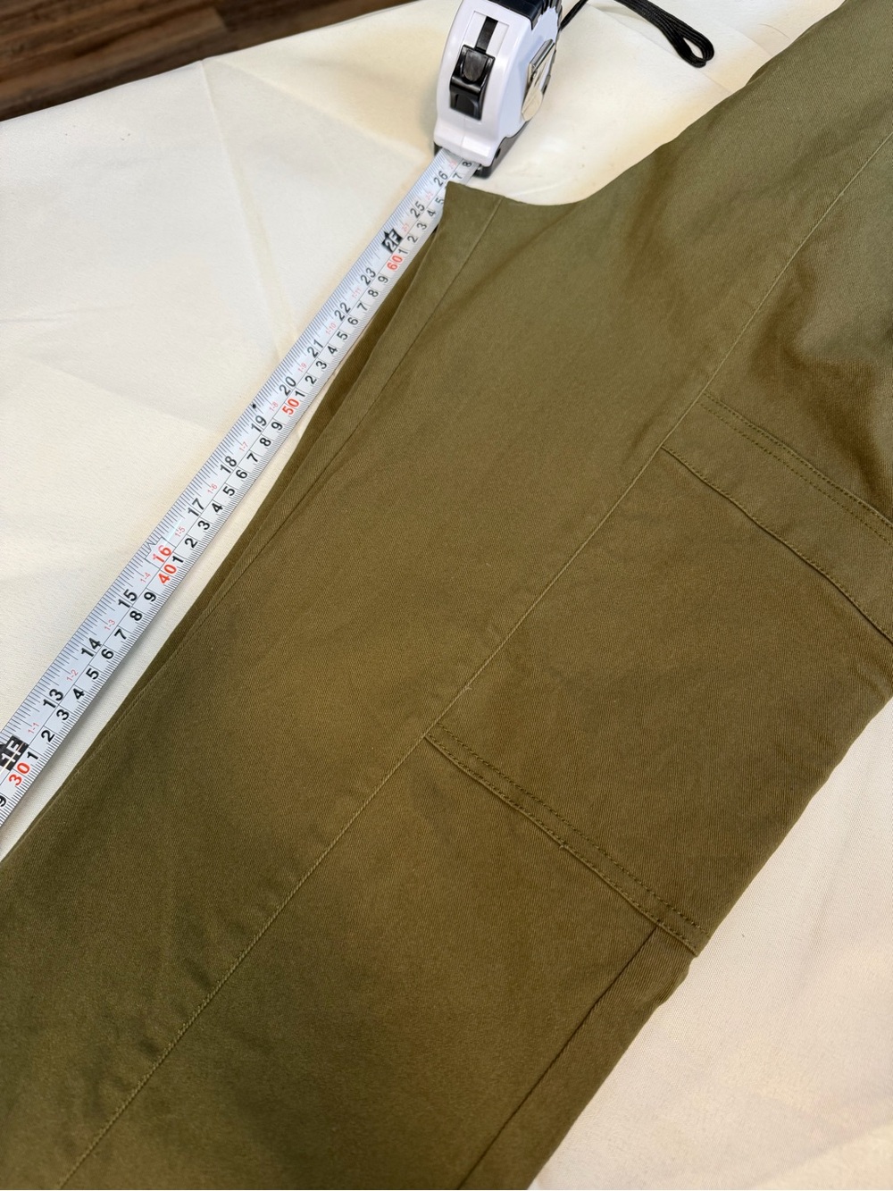 River Island Olive Cargo Pants Paper Bag elastic waist clean front Women’s 10 - Picture 7 of 8